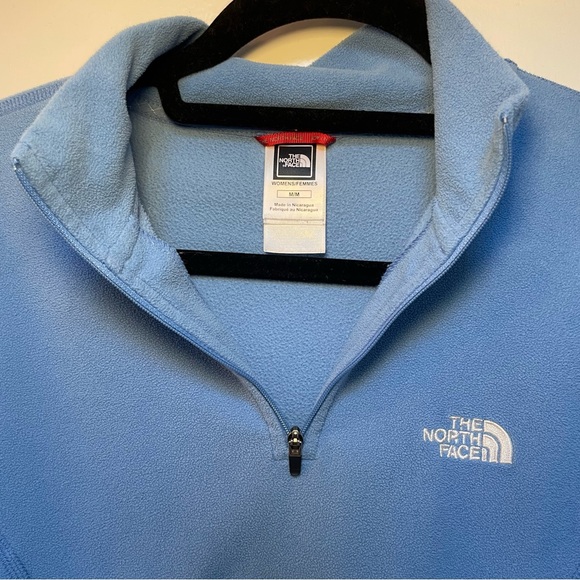 The North Face TKA 100 Glacier Fleece Light Blue 1/4 Zip Fleece Pullover Medium - Picture 4 of 7